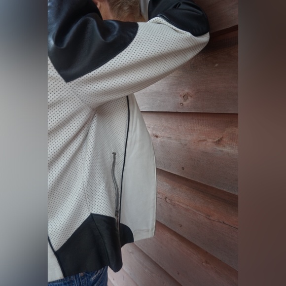 DANIER Leather Black & White Biker Jacket (US XS-S) - Picture 7 of 7